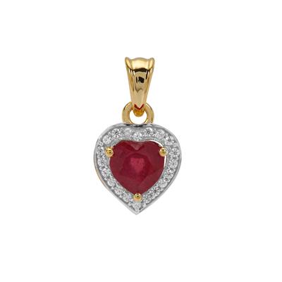 Malagasy Ruby Pendant With White Zircon in 9K Gold 1.40cts (F)