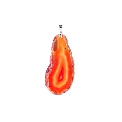 Red Agate Pendant in Sterling Silver 72cts 