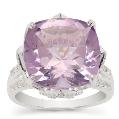 Bahia Amethyst Ring with White Zircon in Sterling Silver 13cts