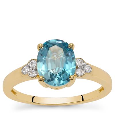 Ratanakiri Blue Zircon & White Zircon Ring in 9K Gold 2.75cts