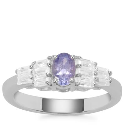 Tanzanite Ring with White Zircon in Sterling Silver 1.19cts
