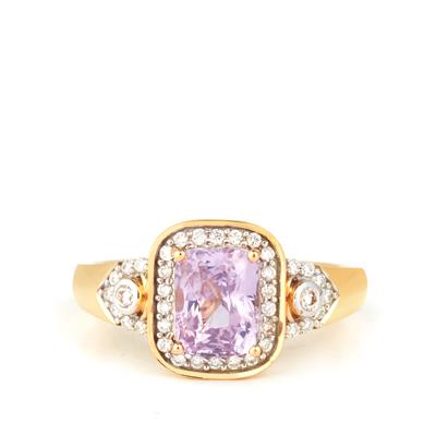 Lavender Spinel Ring with Diamonds in 18K Gold 2.35cts