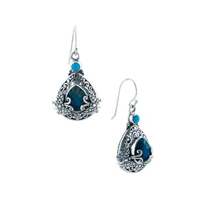 Labradorite Earrings with Sleeping Beauty Turquoise in Sterling Silver 8.60cts