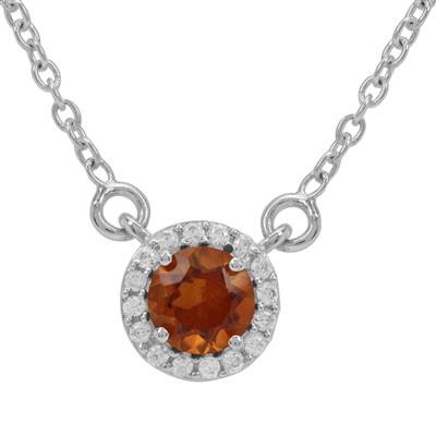 Madeira Citrine Necklace with White Zircon in Sterling Silver 0.90ct