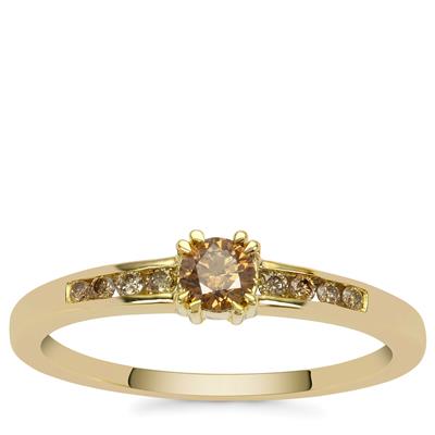 Golden Ivory, Champagne Diamond 9K Gold Ring 0.36cts 