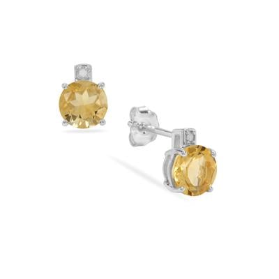 Diamantina Citrine Earrings with Diamonds in Sterling Silver 1.45cts