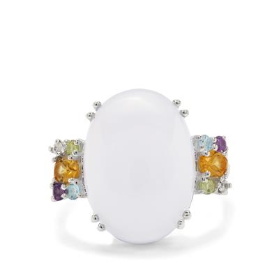 Aqua Chalcedony Ring with Multi Gemstone in Sterling Silver 12.35cts