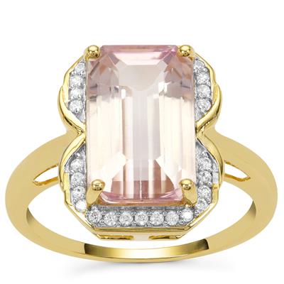 Mawi Kunzite Ring with White Zircon in 9K Gold 5.60cts