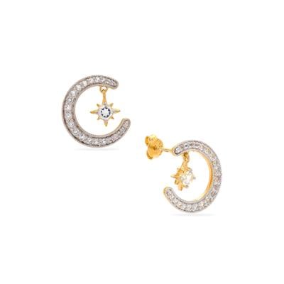 White Topaz Earrings in Gold Plated Sterling Silver 1.55cts