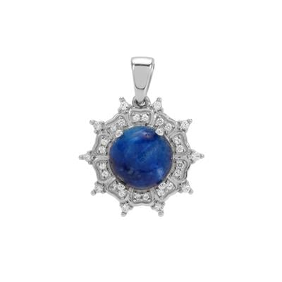 Afghanite Pendant with White Zircon in Sterling Silver 2.90cts
