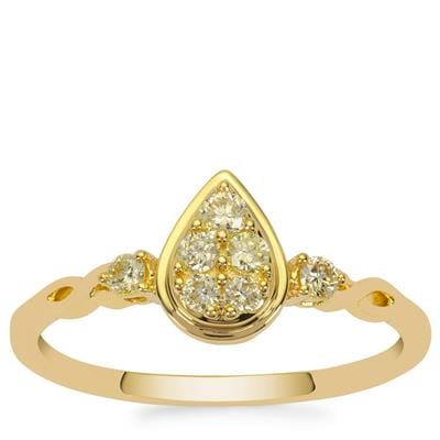 Yellow Diamond Ring in 9K Gold 0.25ct