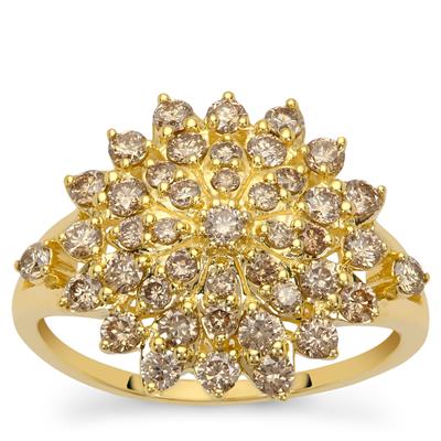 Champagne Argyle Diamond Ring in 9K Gold 1cts