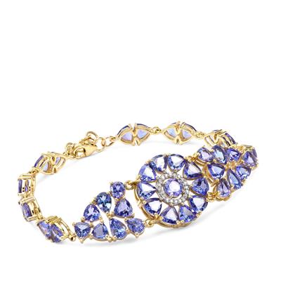 AA Tanzanite Bracelet with White Zircon in 9K Gold 18.60cts