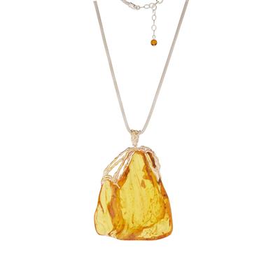 Baltic Amber Two Tone Sterling Silver Necklace  (85 x 73mm)