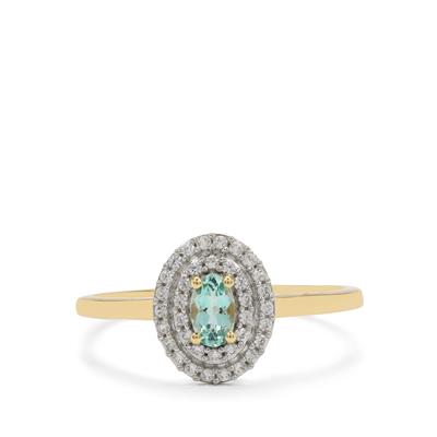 Nigerian Emerald Ring with White Zircon in 9K Gold 0.47cts