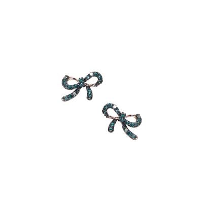 Blue Diamond  Bow Earrings  in Sterling Silver 0.25ct