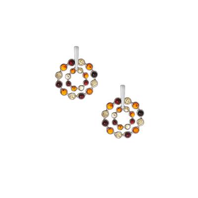 Baltic Cognac, Cherry & Champagne Amber Earrings in Sterling Silver