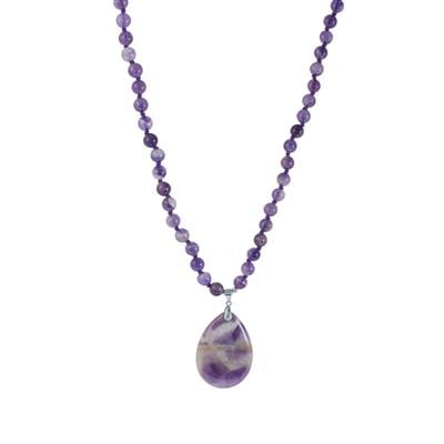 Purple gemstone beaded handmade necklace set at ₹3250 | Azilaa