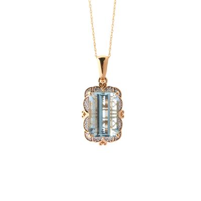 Nigerian Aquamarine Necklace with Diamonds in 18K Gold 13.70cts