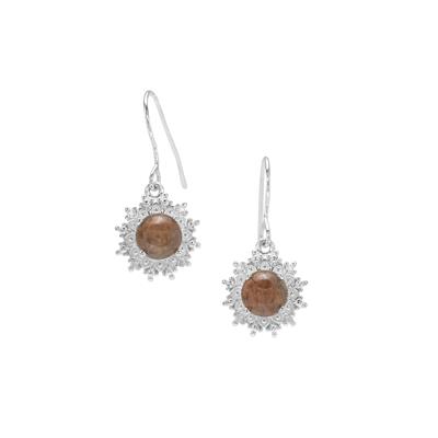 Unheated Tanzanite Earrings with White Zircon in Sterling Silver 4.04cts