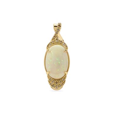 Coober Pedy Opal Pendant with Argyle Cognac Diamonds in 18K Gold 5.98cts
