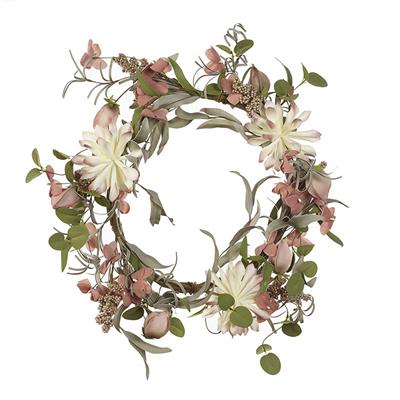  40cm Pink & White Flower Wreath 
