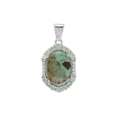 Aquaprase™, Aquaiba™ Beryl Pendant with White Zircon in Sterling Silver 8.55cts 