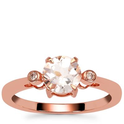 Morganite Ring with Natural Pink Diamonds in 9K Rose Gold 0.95ct