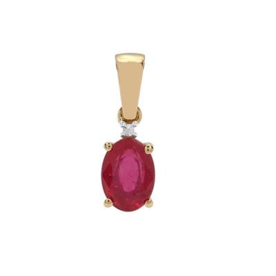 Bemainty Ruby Pendant with Diamonds in 9K Gold 1.30cts