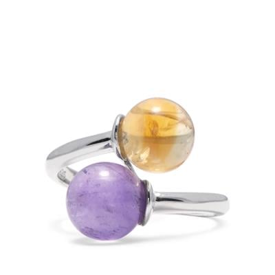 Diamantina Citrine Ring with Zambian Amethyst in Sterling Silver 4.90cts