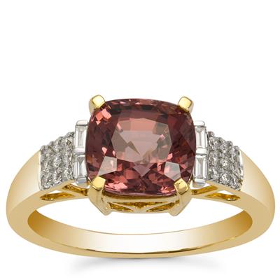 Burmese Spinel Ring with Diamonds in 18K Gold Ring 