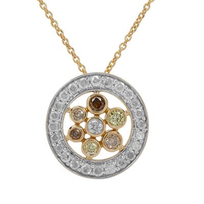  Golden Ivory Diamonds Pendant Necklace with Multi Diamonds in 9K Gold 0.56cts