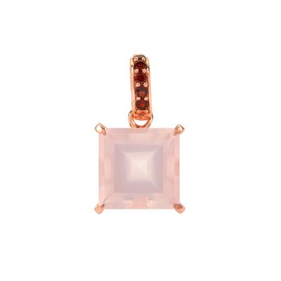 Rose Quartz Pendant with Rajasthan Garnet in Rose Gold Plated Sterling Silver 5.25cts