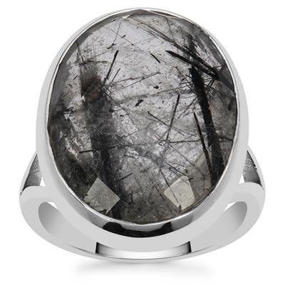 Sierra Leone Black Rutile Ring in Sterling Silver 15cts