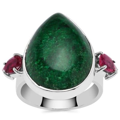 Maw Sit Sit Ring with Nigerian Rubellite in Sterling Silver 15.80cts