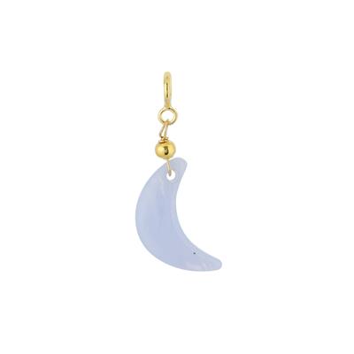 Blue Lace Agate Moon Charm in Gold Tone Sterling Silver 4cts 
