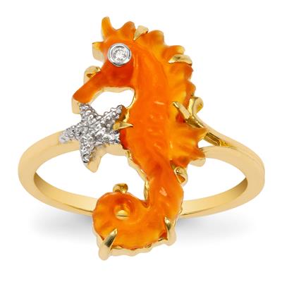 Carnelian Ring with Diamond in 9K Gold 2cts