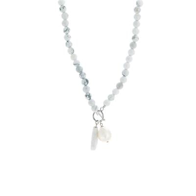 Howlite Necklace with Freshwater Cultured Pearl in Sterling Silver 