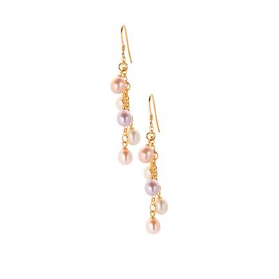 Kaori Freshwater Cultured Pearl Earrings in Gold Tone Sterling Silver (7x6mm)