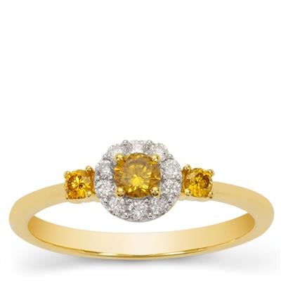 Natural Fire Diamond Ring with White Diamond in 18K Gold 0.40cts