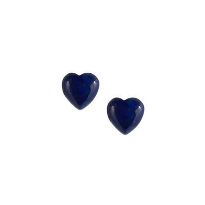 Lapis Lazuli Heart Earrings in Gold Tone Sterling Silver 6.95cts