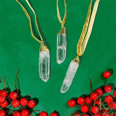Kimbie Home Clear Quartz Points With Gold Electroplating - Set of 3