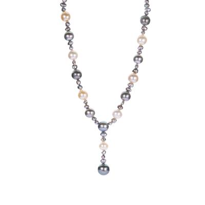 Tahitian & South Sea Cultured Pearl Necklace in Sterling Silver