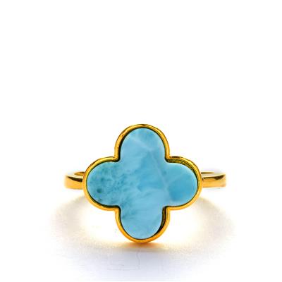 Larimar Ring in Gold Tone Sterling Silver 3cts