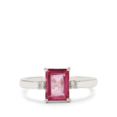 Mystic Pink Topaz Ring with White Zircon in Sterling Silver 1.85cts