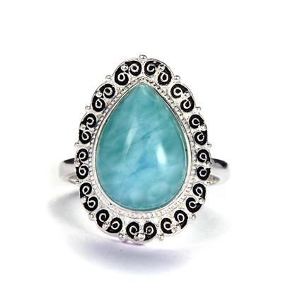Larimar Ring in Sterling Silver 6cts