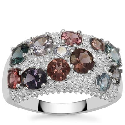 Mahenge, Purple Spinel Ring with White Zircon in Sterling Silver 4.10cts