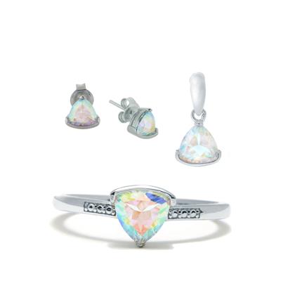 Mercury Mystic Topaz Set of Ring, Earrings & Pendant in Sterling Silver 3.50cts