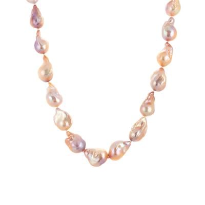 Baroque Freshwater Cultured Pearl Necklace in Rhodium Flash Sterling Silver (16 to 20mm)