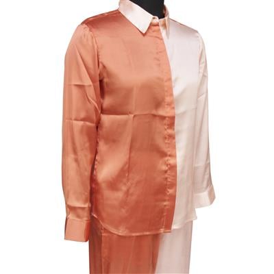 Destello 100% Polyester Satin Dual Panel Outwear Nightwear Pj Set (Choice of 2 Sizes) (Pink / Peach)